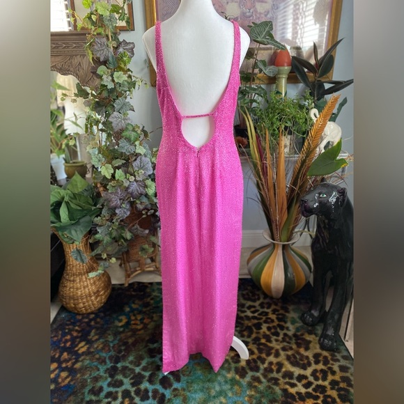 Pink Scala Beaded Sheath Gown Size Large Mermaidcore Holiday Glamcore Balletcore - Picture 6 of 16